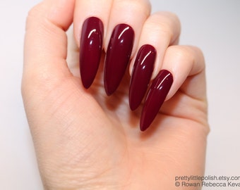 Burgundy long stiletto nails, 20 full set of nails, Stiletto nail, Kylie jenner, Black stiletto nail, Press on nail, Acrylic nail, Fake nail