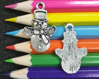5 PCS - Snowman Christmas Winter Silver Charm Pendant C1058