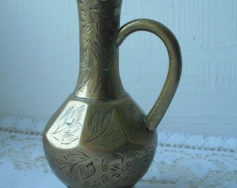 vintage small decorative irregular shaped brass vase