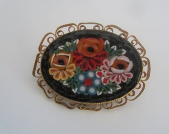 Very Old Micro Mosaic Brooch- FREE SHIPPING (US)