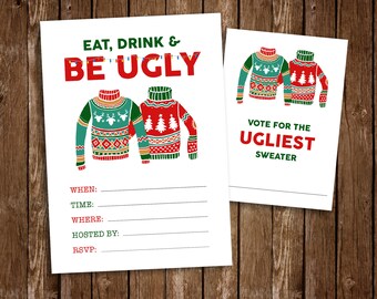 Ugly Sweater Party Invitation Kit - Certificates Included! DIY Printable PDF