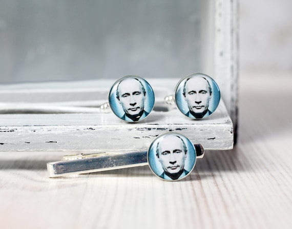 President Cuff links and Tie Clip - Russian Federation Design - Vladimir Putin cufflinks and Tie Clip