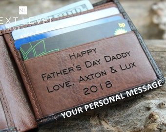 Personalized Leather Wallet for Men Custom Fathers Day Gift from Son Leather Wallet Dad Bifold RFID Black Brown Custom Leather Men Wallet
