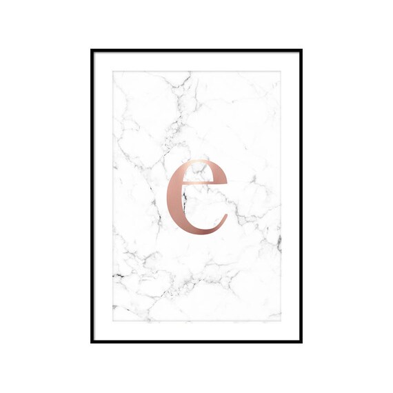 rose gold marble prints letter e printable rose gold marble