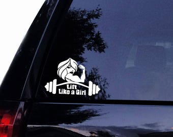 Barbell FITNESS Chick Girl Workout Gym Vinyl Car Decal