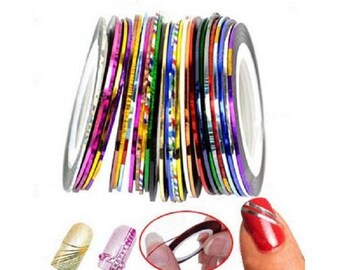 30Pcs Nail Art Decoration, Nail Tips, Wrap Striping Tape Line, Laser Multicolor,Mixed Colors,Nail Sticker Rolls,DIY, Free Shipping Worldwide