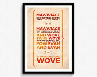 The Princess Bride quote Mawwiage Wedding card love card