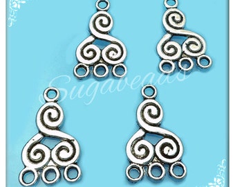 10 Antiqued Silver Spiral Connectors 21mm