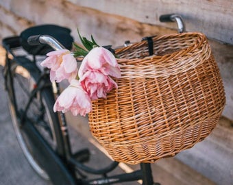 Handcrafted bicycle basket, Wicker bike baskets, Front bike basket, Dog bike basket, Bike basket, Basket for bike, pet basket for bike