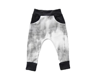 Monochrome Pocket Harems - Black and White Leggings - Gender Neutral Kids Pants - Harem pants