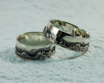 Carpathian Mountains Silver Rings, Mountain Ring, Wedding Band, Textured Landscape Ring, Custom Mountain Ring, Nature Ring, Mountains, Solid