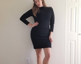 Vintage 1980's Wool Blend Sweater Dress