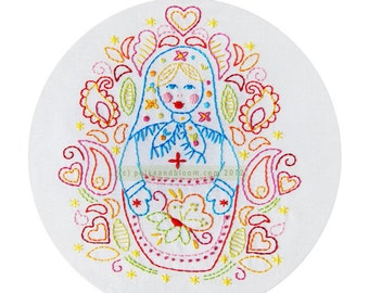 Matryoshka Russian Nesting Doll Embroidery Pattern PDF
