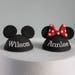 Mickey and Minnie Ears Fondant Cake Topper Set for Twins. Personalized Edible Cake Topper. Boy and Girl Twins Cake Topper Set.