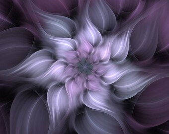 Fractual Abstract Flower Cross Stitch Pattern Pinks & Purples