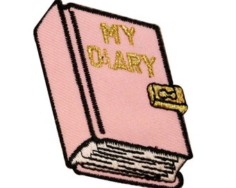 ID 0149 My Diary Pink Patch Journal Lock & Key Embroidered Iron On Applique