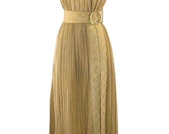 Groovy 1970s Gold Lame Party Dress & Hot Pants Ensemble - 70s Lame Dress Set (ON HOLD)