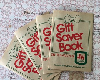 S & H Green Stamps Booklet with stamps Vintage Green Stamps Ephemera Used-Great for Mixed Media, Collage, Altered Art