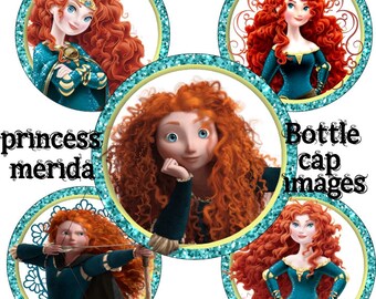 Brave Bottle Cap Images 1 INCH Princess Merida Round Images Princess Brave Bottle Cap images Printable Princess Merida round images Brave