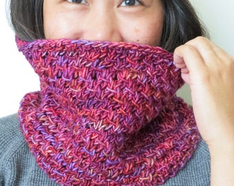 Hand-knitted Magenta Neckwarmer / Cowl