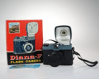 Vintage Diana-F Camera - Collectible Camera - Original Diana-F Flash Camera No 162 -Original Box - Manual - Strap - 120 film Camera