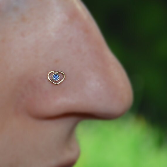 2mm Sapphire Nose Stud - Gold Nose Ring 20 gauge - Tragus Earring - Cartilage Earring - Forward Helix Earring - Nose Screw - Nose Piercing