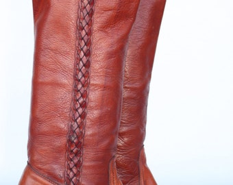 Gorgeous vintage Frye boho leather braided campus riding boots 7 B Nice