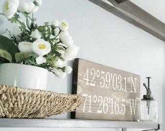 Farmhouse Decor - Coordinates Sign - Farmhouse Signs - Coordinate Signs - GPS Sign - Farmhouse Style Sign - Coordinates - FREE SHIPPING