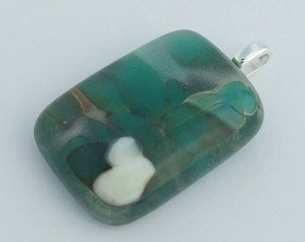 Fused Glass Pendant, Pebble Look, One of a Kind, Wearable Art, Handmade Jewelry