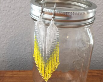Beaded Ombre Earrings - Yellow