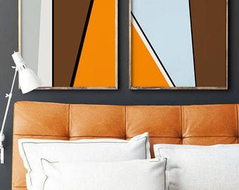 A Pair of Printable Art, Abstract Art, Color Block, Geometric Art, Instant Download