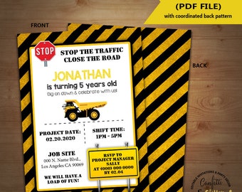 Construction Birthday Invitation stop the road under construction party invite Instant Download YOU EDIT TEXT and print yourself invite 5563