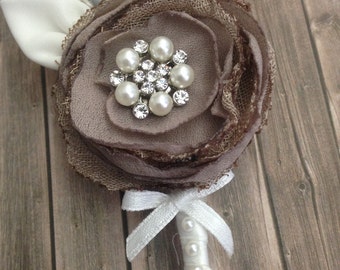 Boutonnière shabby chic - fiore occhiello sposo
