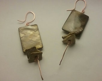 Rectangular Olive Shell Earrings