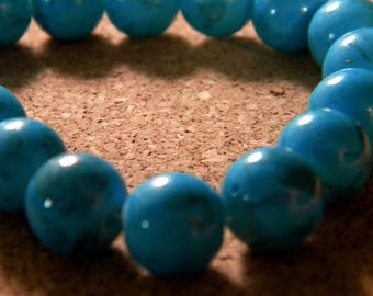 10 beads 10 mm glass speckled turquoise PE201 22
