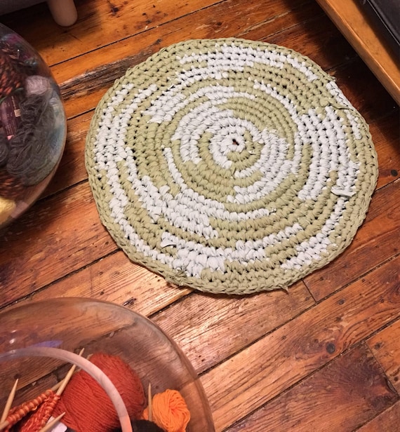 24" cotton rag rug hand crocheted