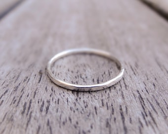 Thin sterling silver ring - skinny stacking ring, thin stackable ring, minimalist ring, simple silver ring, hammered silver ring, thin band