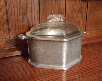 PRICE REDUCED / Guardian Ware Triangular Heart Shaped Roaster with Glass Lid / Hammered Aluminum / Vintage Guardian Service / 2 Available