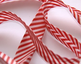 BIAS POLYCOTTON 18MM STRIPED RED AND WHITE