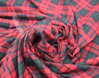 Cotton Flannel Plaid 24 Tartan Fabric by the Yard