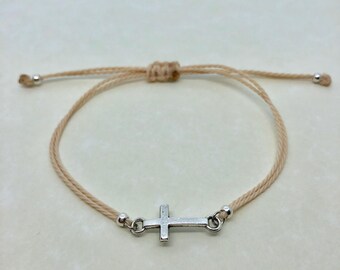 cross bracelet, adjustable string cross bracelet, adjustable bracelet, custom bracelet, gifts for her, party favors, bridesmaid gift