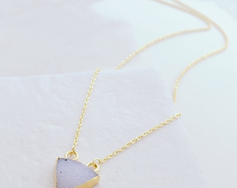 Electroplated Triangle Druzy Necklace