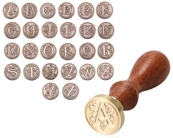 A-Z Initial Letter Wax Seal Stamp Alphabets - Classic Wood Wax Stamping - Wedding Invitations Envelope Sealing Wax Stamp Capital Letters