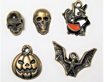 Halloween Inspired Bromze Charm Collection 5pc C156