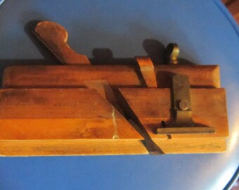 antique brass & wood plane very sharp molding plane