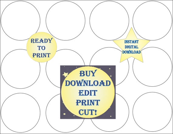 Download Cupcake Topper Template Printable Blank DIY 2 1/2 Inch Round