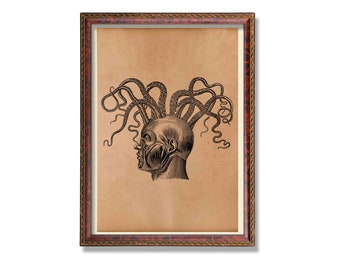 Medical poster Vintage head anatomy print Anatomical decoration