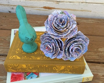Map Paper Roses, Travel Paper Flowers, Paper Wedding Flowers, Origami Paper Flowers, Dallas Handmade Paper Flowers, Upcycled Paper Flowers