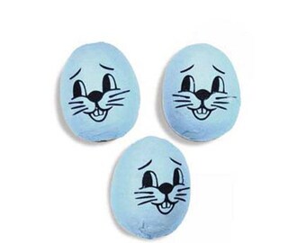6 Medium Spun Cotton Bunny Heads in Blue 1-1/4" Czech Republic SC 102Bx2