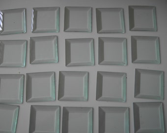 Glass Squares-Vintage 3" Beveled Glass- 20 pieces